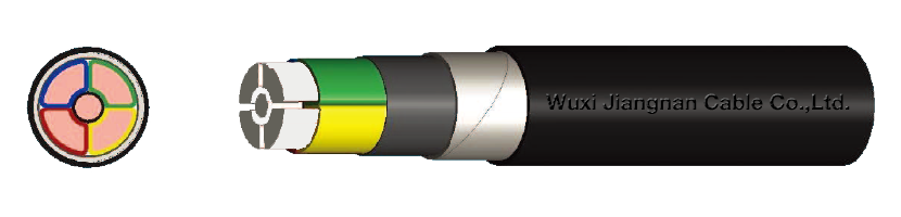 0.6-1KV VLV23 4+1 Core Aluminium Conductor PVC Insulated Steel Tape Armoured PE Sheathed Power Cable Standard Picture