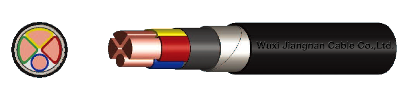 0.6-1KV VV22 3+1 core Copper Conductor PVC Insulated Steel Tape Armoured PVC Sheathed Power Cable