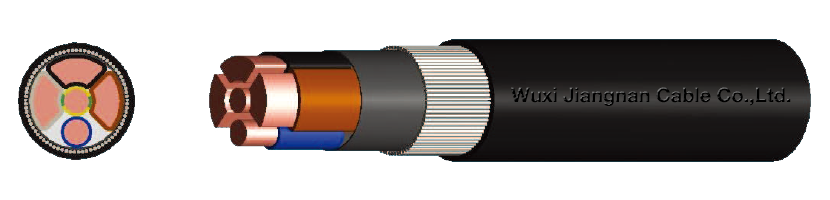 0.6-1KV VV32 3+2 Core Copper Conductor PVC Insulated Steel Wire Armoured PVC Sheathed Power Cable