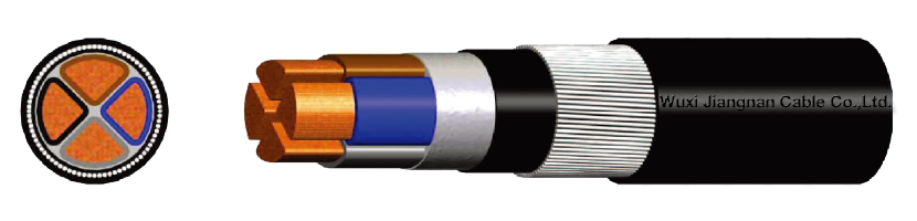 0.6-1KV VV32 4 Core Copper Conductor PVC Insulated Steel Wire Armoured PVC Sheathed Power Cable