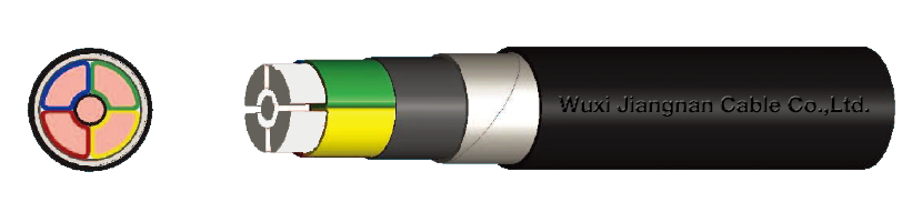 0.6-1KV YJLV22 4+1 Core Aluminium Conductor XLPE Insulated Steel Tape Armoured PVC Sheathed Power Cable Standard Picture