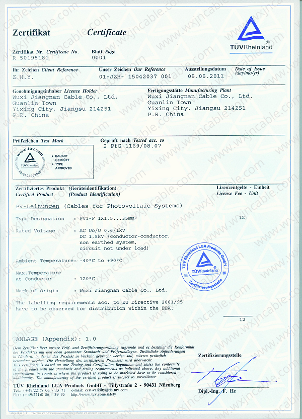 TUV Certificate 01
